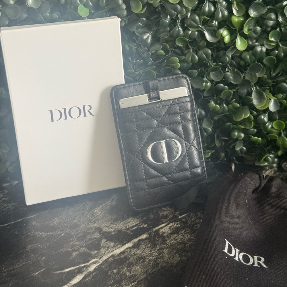 Dior Black Quilted Mirror with Silver Accents